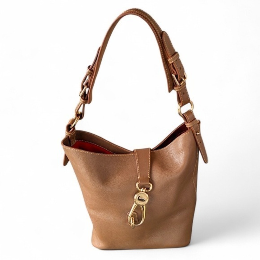 Dooney & Bourke Florentine Pebbled Leather Lily Bucket Bag Caramel - Picture 4 of 16